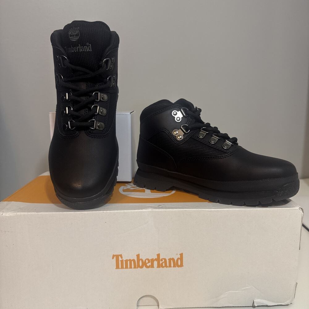 Timberland Black Euro Hiker Little Kids' Boots YOUTH Size 2 Hiking New